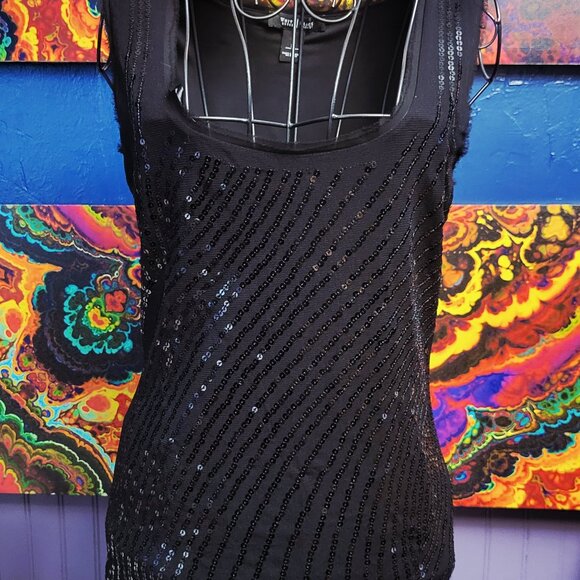 White House Black Market ~ Sz S ~ Sequin Sleeveless Blouse ~ Excellent Condition - Picture 2 of 10